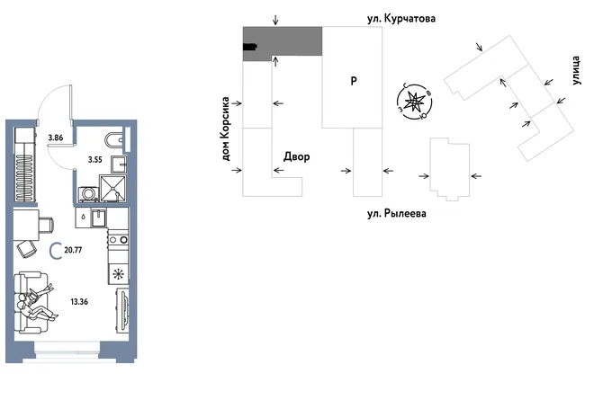 Планировка Студия, 20.77 м² ЖК «Остров-сад» Планировка Студия, 20.77 м² ЖК «Остров-сад»