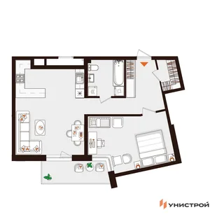 Планировка 1-комн. квартира, 63.67 м² ЖК «Лисино»