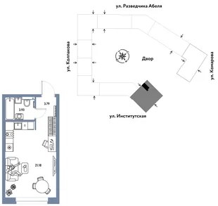 Планировка Студия, 28.9 м² ЖК «Страна.Парковая»