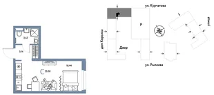 Планировка Студия, 25 м² ЖК «Остров-сад»