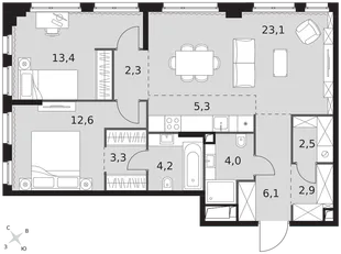 Квартира 3-комн. квартира, 79.7 м² ЖК «Sydney City» Фото 1 Квартира 3-комн. квартира, 79.7 м² ЖК «Sydney City» Фото 1