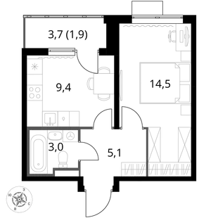 Квартира 1-комн. квартира, 33.9 м² ЖК «1-й Донской» Фото 1 Квартира 1-комн. квартира, 33.9 м² ЖК «1-й Донской» Фото 1