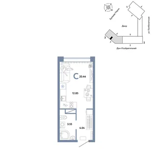Планировка Студия, 20.44 м² ЖК «Авторский»