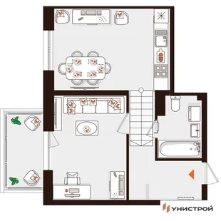 Планировка 1-комн. квартира, 41.77 м² ЖК «Лисино»