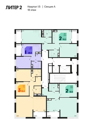 Квартира 2-комн. квартира, 63.1 м² ЖК «Первое место» Фото 1 Квартира 2-комн. квартира, 63.1 м² ЖК «Первое место» Фото 1