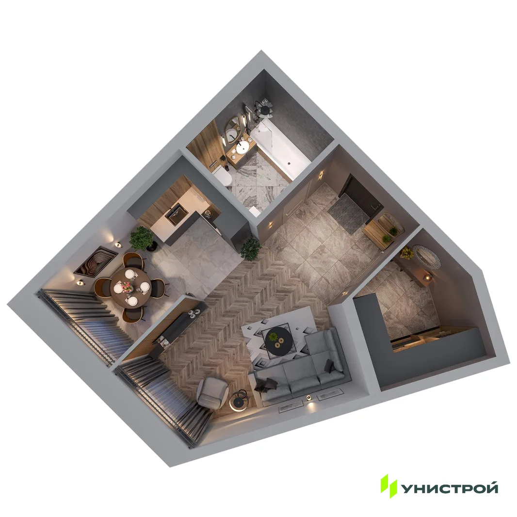 Планировка 1-комн. квартира, 40.28 м² ЖК «Statum»