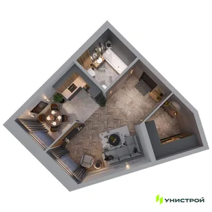 Планировка 1-комн. квартира, 40.28 м² ЖК «Statum»