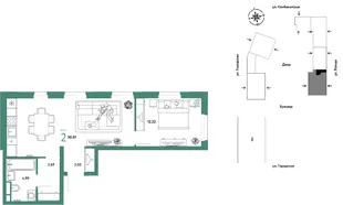 Планировка 2-комн. квартира, 50.01 м² ЖК «Уральский сад»