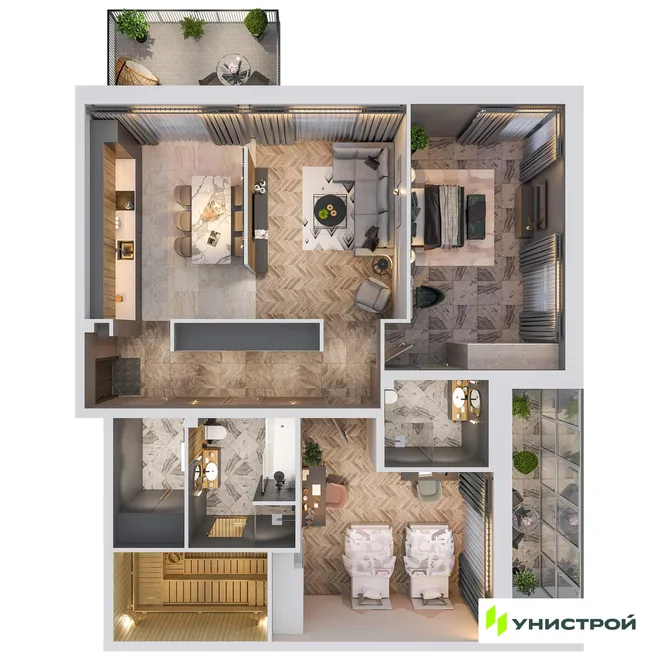 Планировка 3-комн. квартира, 103.91 м² ЖК «Лисино»
