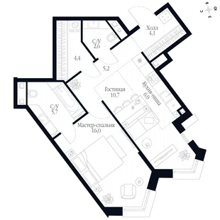 Квартира 2-комн. квартира, 54.7 м² ЖК «Фордевинд» Фото 1 Квартира 2-комн. квартира, 54.7 м² ЖК «Фордевинд» Фото 1