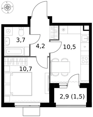 Квартира 1-комн. квартира, 30.6 м² ЖК «1-й Измайловский» Фото 1 Квартира 1-комн. квартира, 30.6 м² ЖК «1-й Измайловский» Фото 1