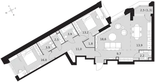 Квартира 3-комн. квартира, 98 м² ЖК «Архитектор» Фото 1 Квартира 3-комн. квартира, 98 м² ЖК «Архитектор» Фото 1