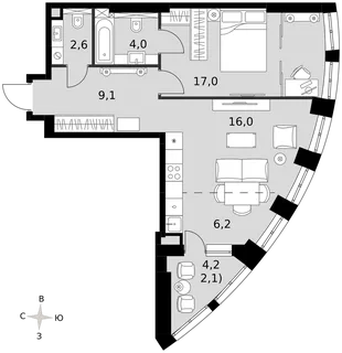 Квартира 1-комн. квартира, 56.9 м² ЖК «Sydney City» Фото 1 Квартира 1-комн. квартира, 56.9 м² ЖК «Sydney City» Фото 1