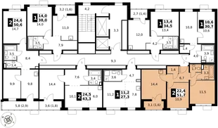 Квартира 2-комн. квартира, 51.7 м² ЖК «1-й Саларьевский» Фото 2 Квартира 2-комн. квартира, 51.7 м² ЖК «1-й Саларьевский» Фото 2