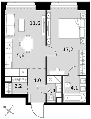 Квартира 2-комн. квартира, 47.1 м² ЖК «Amber Сity» Фото 1 Квартира 2-комн. квартира, 47.1 м² ЖК «Amber Сity» Фото 1