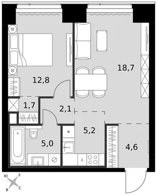 Квартира 2-комн. квартира, 50.1 м² ЖК «Amber Сity» Фото 1 Квартира 2-комн. квартира, 50.1 м² ЖК «Amber Сity» Фото 1