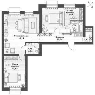 Квартира 3-комн. квартира, 94.9 м² ЖК «ФоРест» Фото 1 Квартира 3-комн. квартира, 94.9 м² ЖК «ФоРест» Фото 1