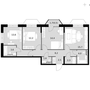 Квартира 3-комн. квартира, 78.6 м² ЖК «Фриссон» Фото 1 Квартира 3-комн. квартира, 78.6 м² ЖК «Фриссон» Фото 1