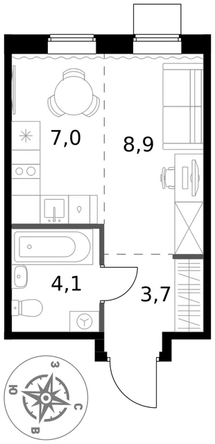 Квартира Студия, 23.7 м² ЖК «1-й Ясеневский» Фото 1