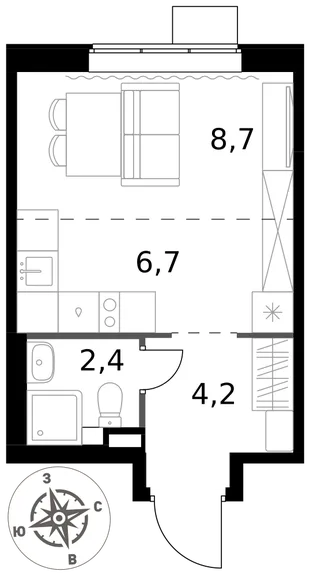 Квартира Студия, 22 м² ЖК «1-й Химкинский» Фото 1 Квартира Студия, 22 м² ЖК «1-й Химкинский» Фото 1
