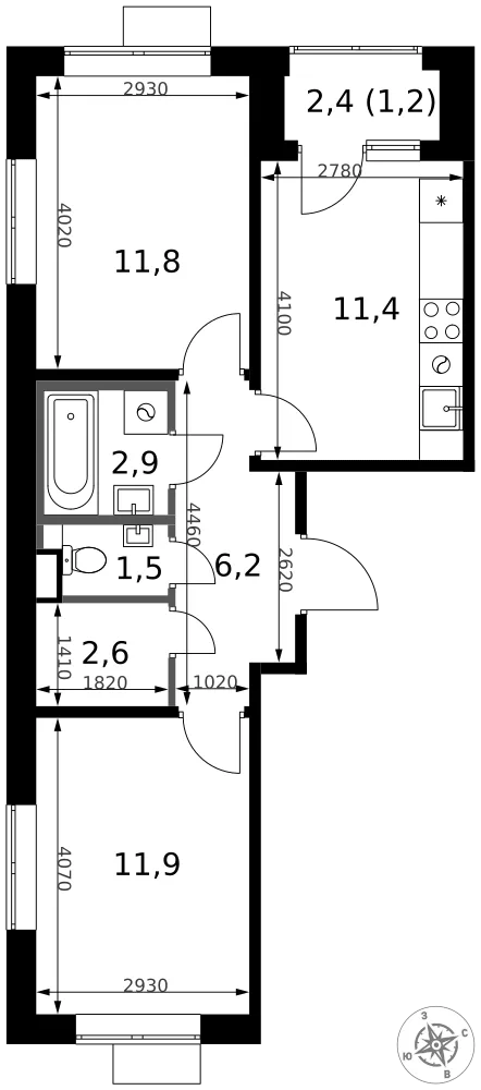 Планировка 2-комн. квартира, 49.5 м² ЖК «1-й Химкинский» Планировка 2-комн. квартира, 49.5 м² ЖК «1-й Химкинский»