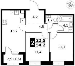 Квартира 2-комн. квартира, 54.2 м² ЖК «1-й Измайловский» Фото 1 Квартира 2-комн. квартира, 54.2 м² ЖК «1-й Измайловский» Фото 1