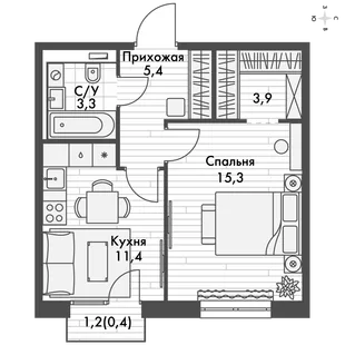 Квартира 1-комн. квартира, 39.7 м² ЖК «Фриссон» Фото 1