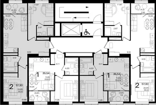 Квартира 2-комн. квартира, 57.3 м² ЖК «Патрики» Фото 1