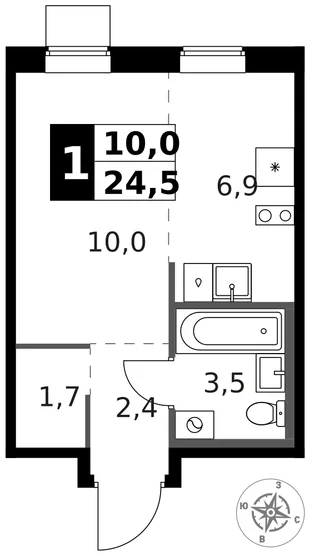 Квартира Студия, 25.2 м² ЖК «1-й Ясеневский» Фото 1 Квартира Студия, 25.2 м² ЖК «1-й Ясеневский» Фото 1