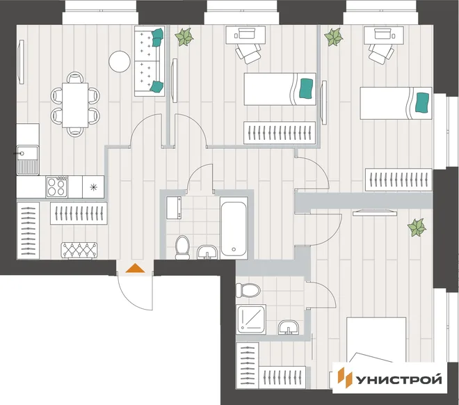 Планировка 3-комн. квартира, 82.87 м² ЖК «Аквамарин» Планировка 3-комн. квартира, 82.87 м² ЖК «Аквамарин»