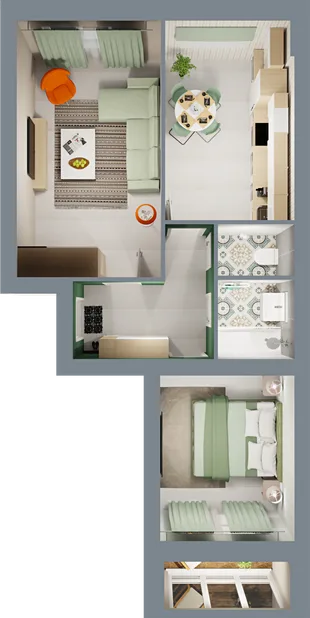 Квартира 2-комн. квартира, 59.51 м² ЖК «Город природы» Фото 1 Квартира 2-комн. квартира, 59.51 м² ЖК «Город природы» Фото 1