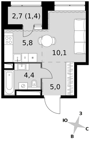 Квартира Студия, 26.7 м² ЖК «Sky Garden» Фото 1