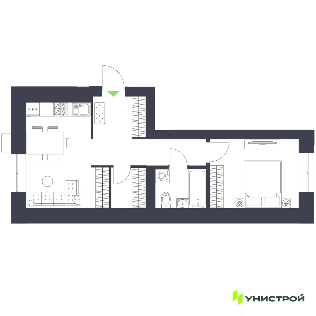 Планировка 1-комн. квартира, 41.78 м² ЖК «Царёво City»
