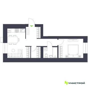 Планировка 1-комн. квартира, 41.78 м² ЖК «Царёво City»