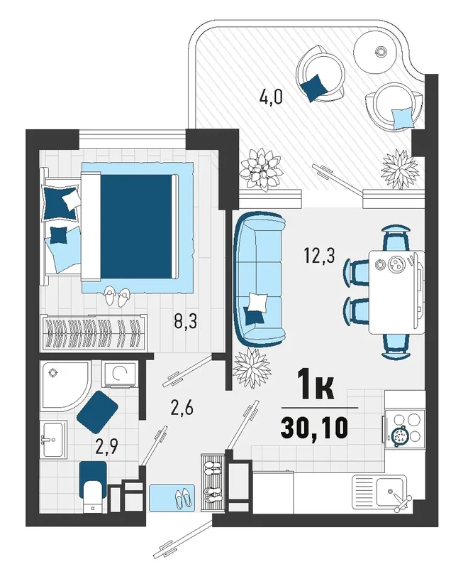 Планировка 1-комн. квартира, 24.2 м² ЖК «Монако» Планировка 1-комн. квартира, 24.2 м² ЖК «Монако»