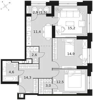 Квартира 3-комн. квартира, 80 м² ЖК «Sydney City» Фото 1 Квартира 3-комн. квартира, 80 м² ЖК «Sydney City» Фото 1