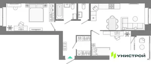 Планировка 2-комн. квартира, 63.91 м² ЖК «Лето»