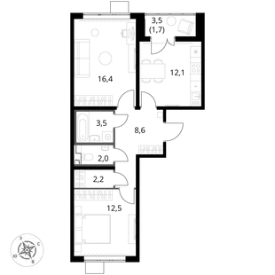 Квартира 2-комн. квартира, 59 м² ЖК «1-й Южный» Фото 1 Квартира 2-комн. квартира, 59 м² ЖК «1-й Южный» Фото 1