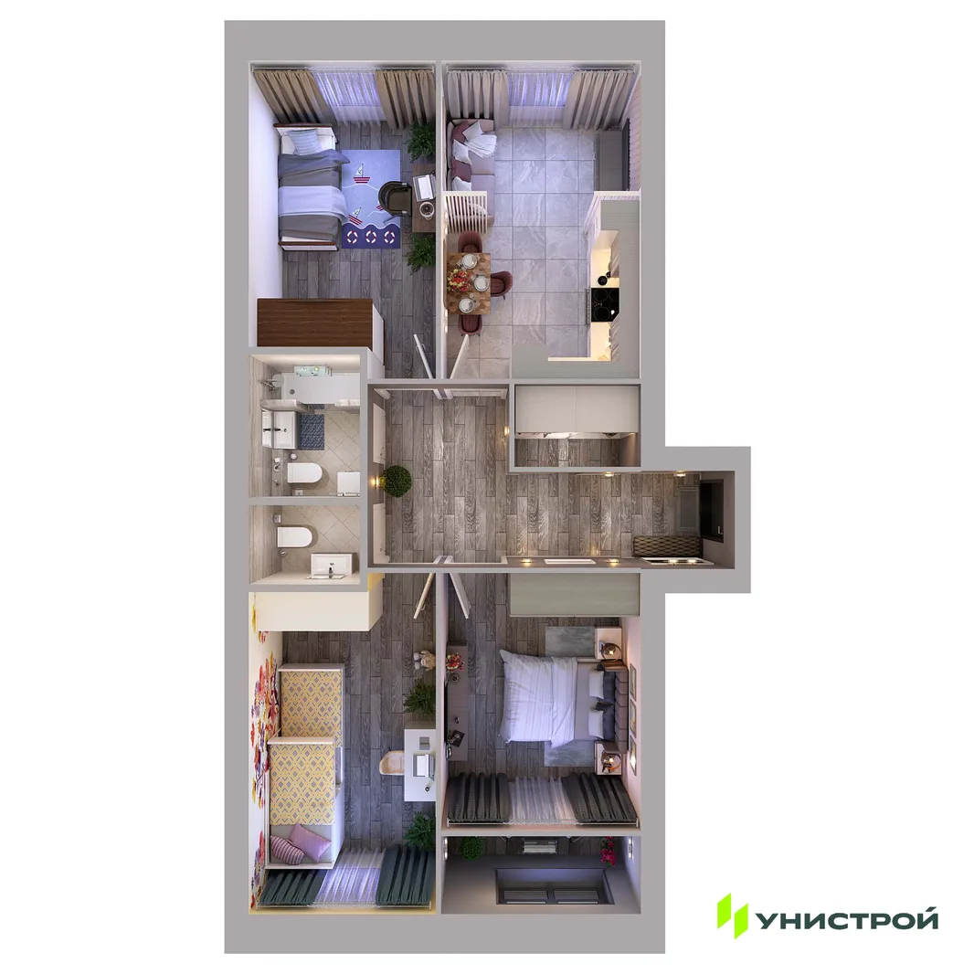 Планировка 3-комн. квартира, 78.15 м² ЖК «Атмосфера»