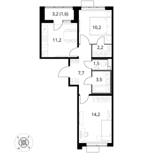 Квартира 2-комн. квартира, 52.1 м² ЖК «1-й Шереметьевский» Фото 1 Квартира 2-комн. квартира, 52.1 м² ЖК «1-й Шереметьевский» Фото 1