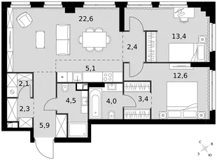 Квартира 3-комн. квартира, 78.3 м² ЖК «Sydney City» Фото 1 Квартира 3-комн. квартира, 78.3 м² ЖК «Sydney City» Фото 1