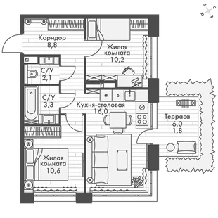 Квартира 2-комн. квартира, 53.1 м² ЖК «ФоРест» Фото 1 Квартира 2-комн. квартира, 53.1 м² ЖК «ФоРест» Фото 1