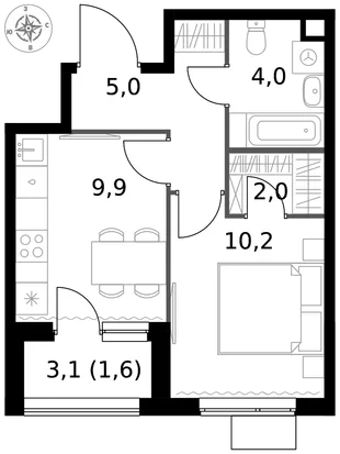 Квартира 1-комн. квартира, 32.7 м² ЖК «1-й Измайловский» Фото 1 Квартира 1-комн. квартира, 32.7 м² ЖК «1-й Измайловский» Фото 1
