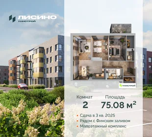 Квартира 2-комн. квартира, 75.08 м² ЖК «Лисино» Фото 30