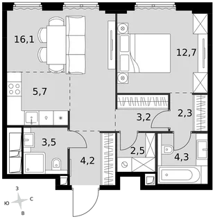 Квартира 2-комн. квартира, 54.5 м² ЖК «Sydney City» Фото 1 Квартира 2-комн. квартира, 54.5 м² ЖК «Sydney City» Фото 1