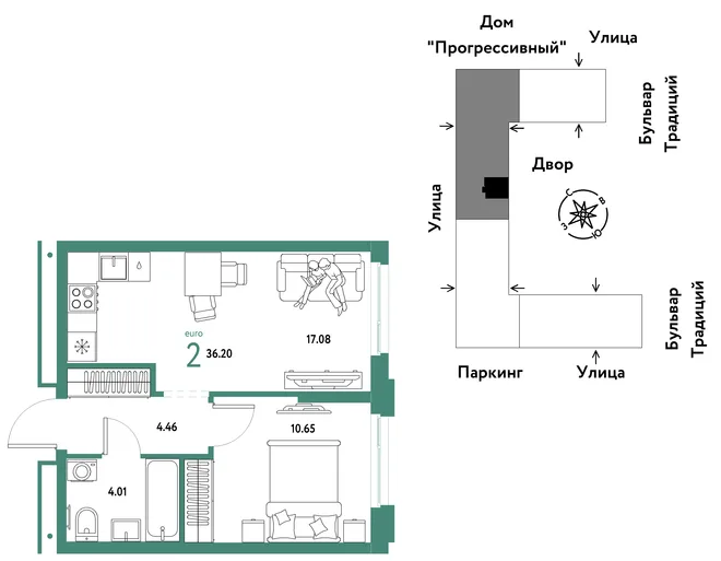 Планировка 2-комн. квартира, 36.2 м² ЖК «Микрорайон Домашний» Планировка 2-комн. квартира, 36.2 м² ЖК «Микрорайон Домашний»