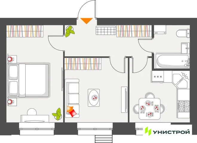 Планировка 2-комн. квартира, 45.13 м² ЖК «Атмосфера» Планировка 2-комн. квартира, 45.13 м² ЖК «Атмосфера»