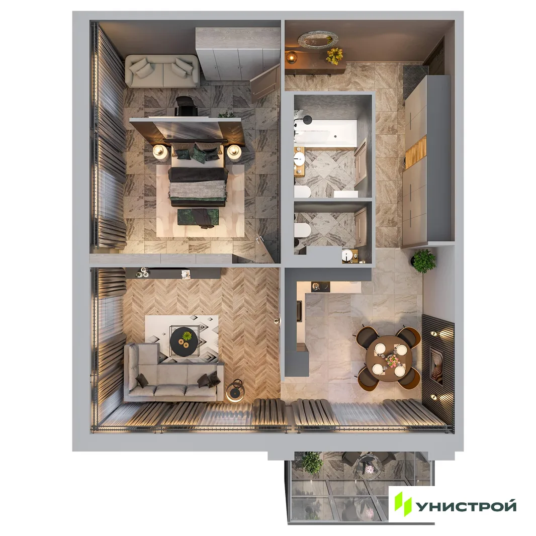 Планировка 2-комн. квартира, 73.83 м² ЖК «Лисино»