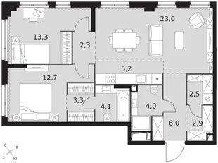 Квартира 3-комн. квартира, 79.3 м² ЖК «Sydney City» Фото 1 Квартира 3-комн. квартира, 79.3 м² ЖК «Sydney City» Фото 1