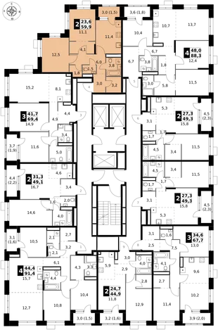 Квартира 2-комн. квартира, 59.9 м² ЖК «1-й Саларьевский» Фото 2 Квартира 2-комн. квартира, 59.9 м² ЖК «1-й Саларьевский» Фото 2